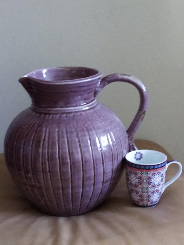 Preview of the first image of Ceramic pink XXL size jug.