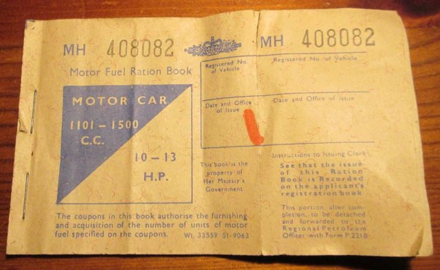 Preview of the first image of Motor Fuel Ration Book Unused (Incl P&P).