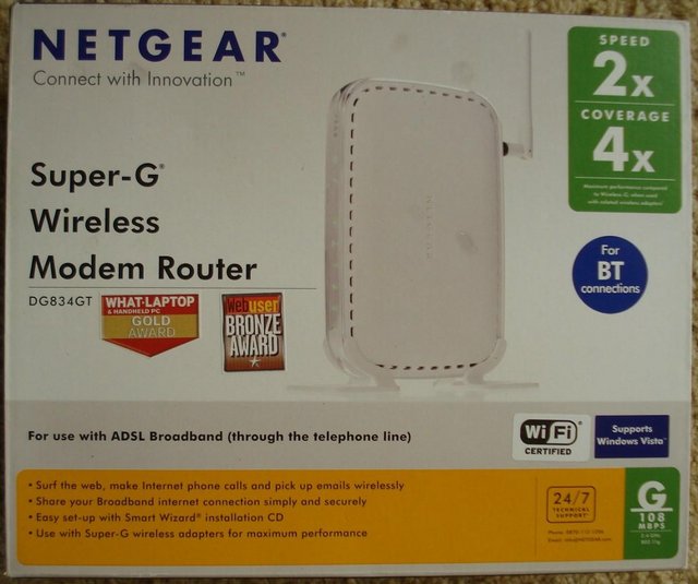 Image 2 of Netgear DG834GT Super G ADSL Modem Wireless Router 4-port