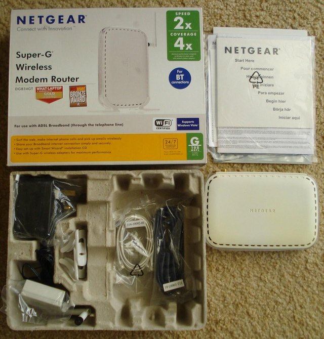 Preview of the first image of Netgear DG834GT Super G ADSL Modem Wireless Router 4-port.