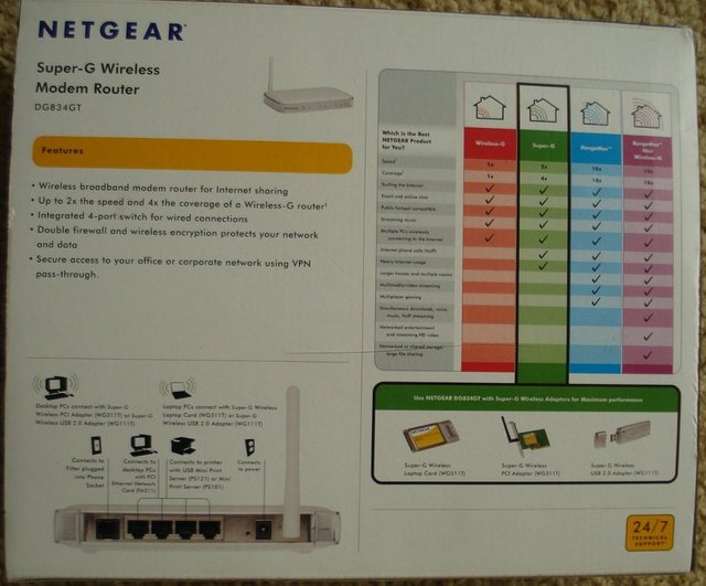 Image 3 of Netgear DG834GT Super G ADSL Modem Wireless Router 4-port