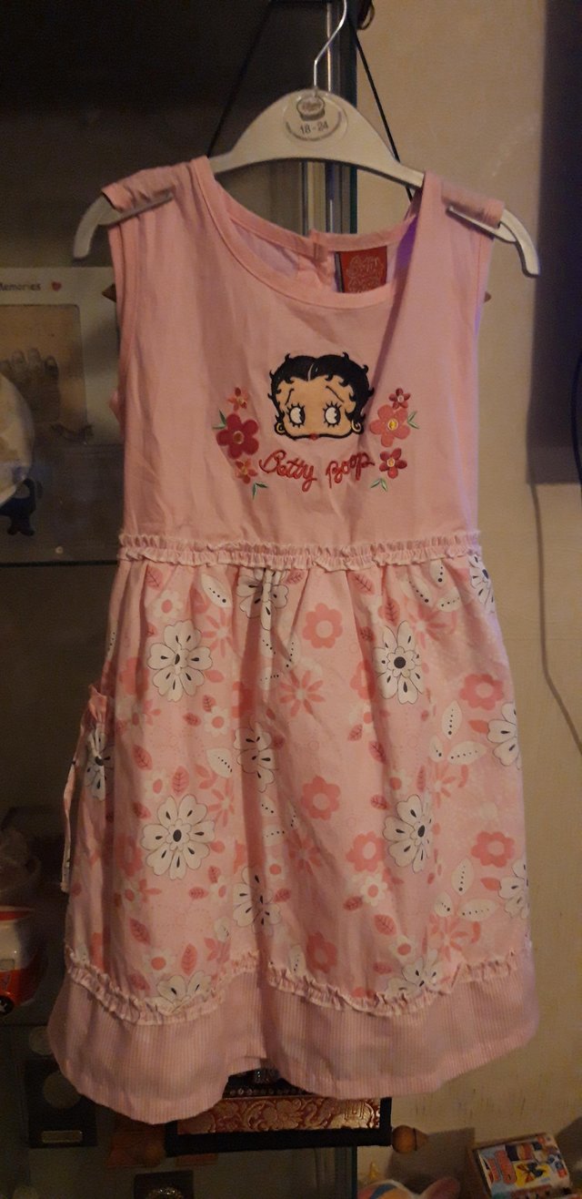 Preview of the first image of Embroidered Betty Boop Pink Dress New.