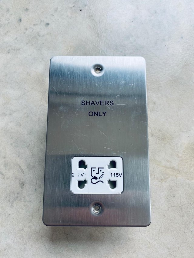Image 3 of SHAVER SOCKET in Brushed Stainless Finish.SCHNEIDER ELECTRIc