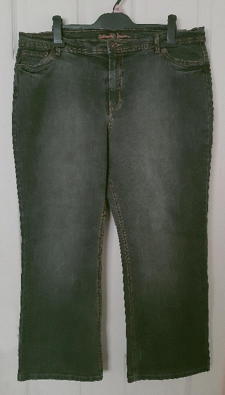 Preview of the first image of Ladies Authentic Denim Black Jeans By M&S - Size 20S.