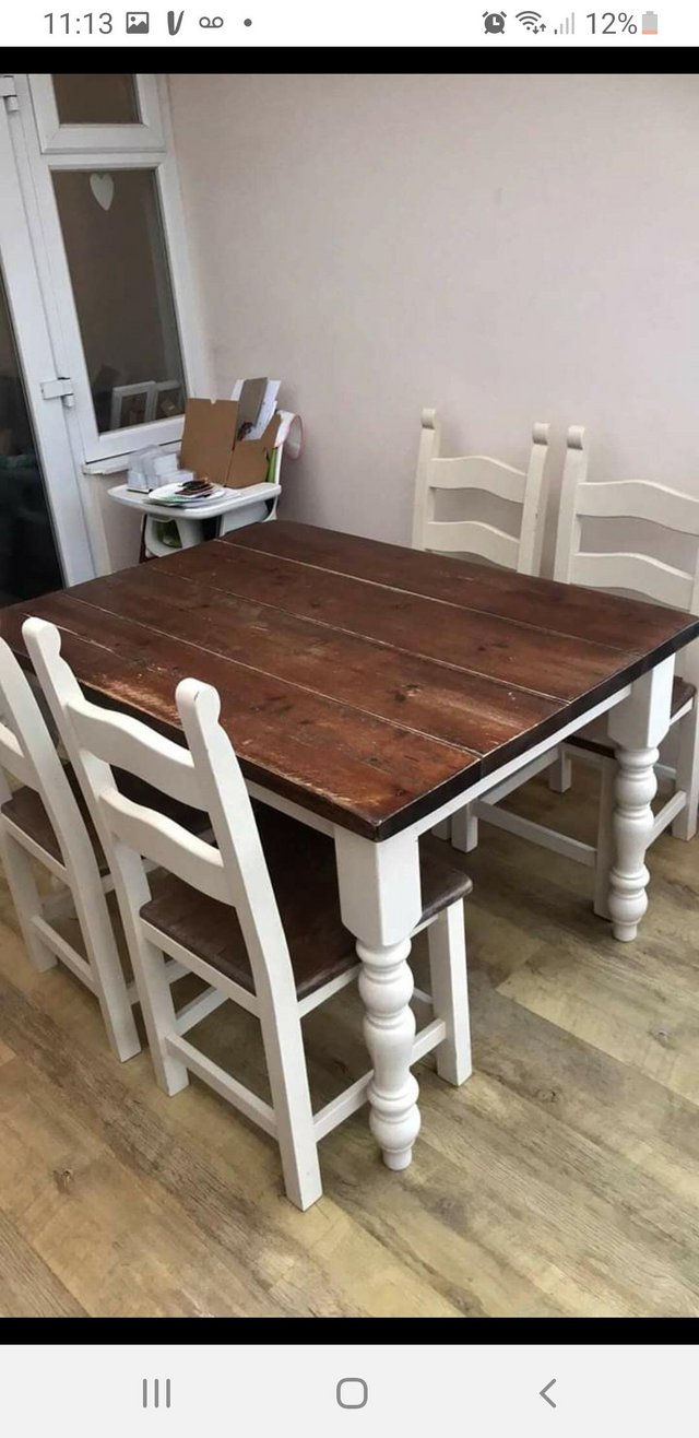 Preview of the first image of Shabby chic farmhouse style table and chairs.