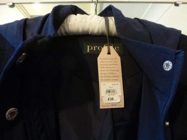 Image 3 of BHS Navy Lightweight Hooded Coat