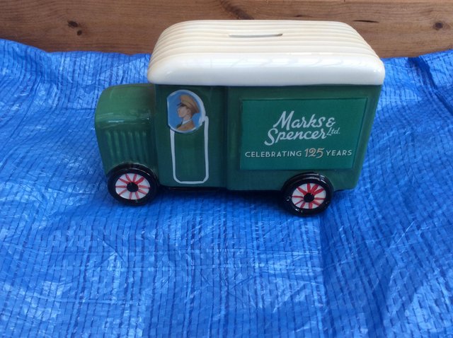 Preview of the first image of COMMEMORATIVE M AND S GREEN VAN MONEY BOX.