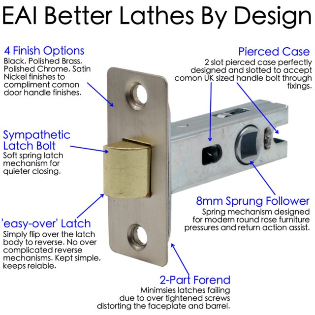 Preview of the first image of Tubular Latch Mortice Door Catch Lock Turn Handle 57mm Bolt.