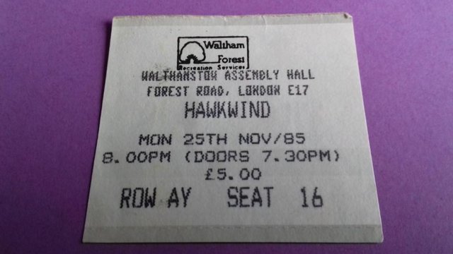 Image 2 of 1985 Hawkwind ticket stubs.