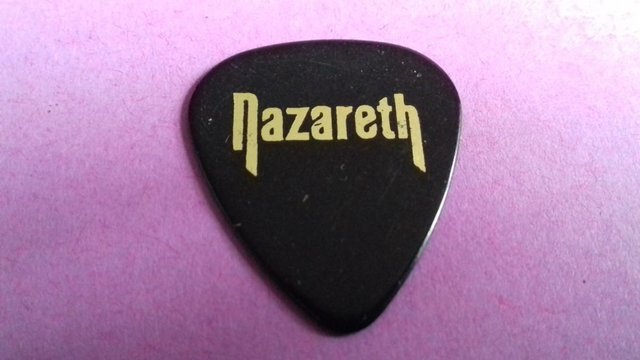 Preview of the first image of Nazareth ‘Pete Agnew’ Signature Black Guitar Pick..