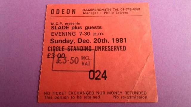Preview of the first image of 1981 Slade concert ticket stub..
