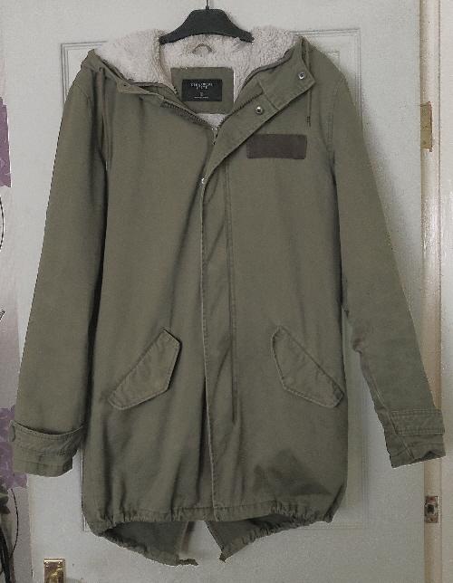 Preview of the first image of Ladies/Mens Khaki Fleece lined Parka - Size S.
