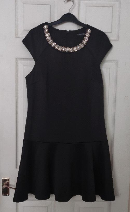 Preview of the first image of Ladies Black Dress With Diamante Collar - Size 16  B2.