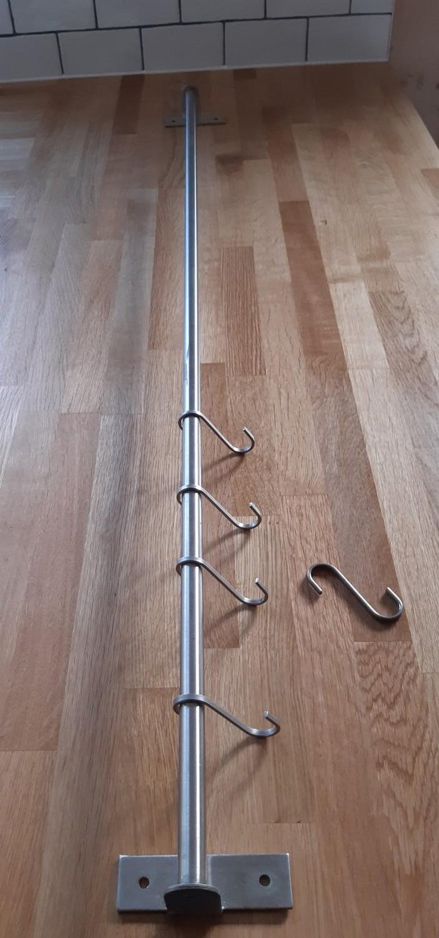 Preview of the first image of IKEA UTENSIL HANGING RAIL AND 5 HOOKS.