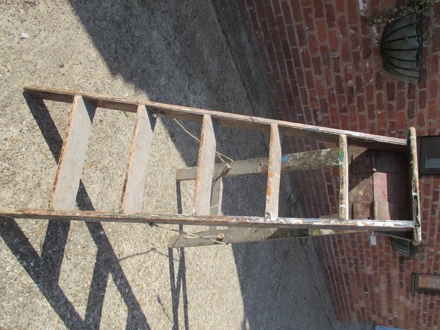 Image 2 of Step ladder old, wooden, full of character- very shabby Chic