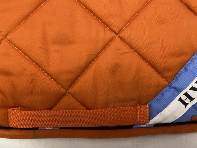 Image 3 of HV Polo flame (orange) dressage pad and bandages size full