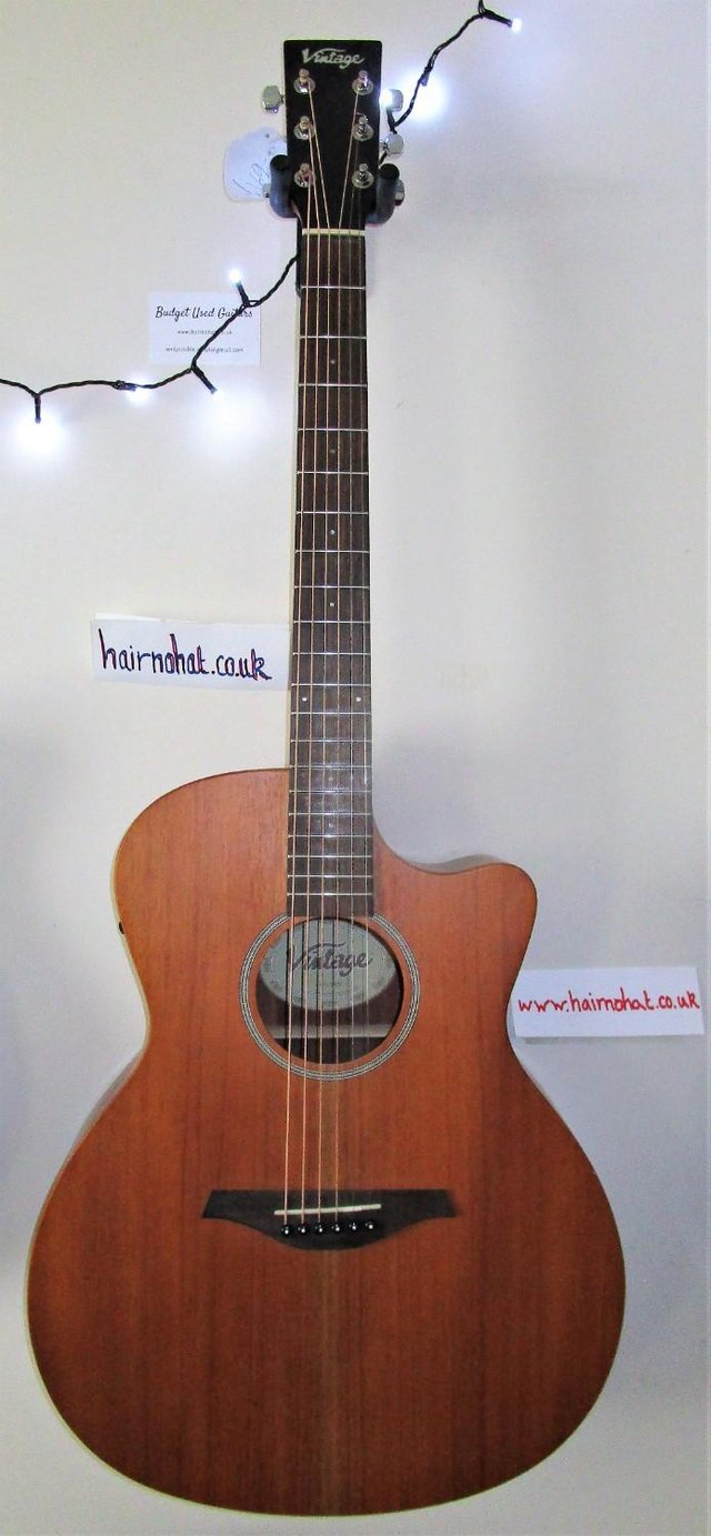 Image 5 of VINTAGE All Mahogony VE900 Elec/Acoustic Guitar vgc