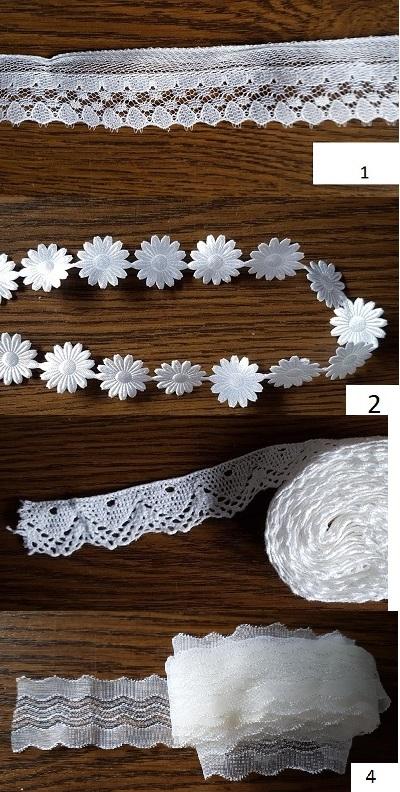 Preview of the first image of 13 White/cream lacy trimmings/edgings - haberdashery.