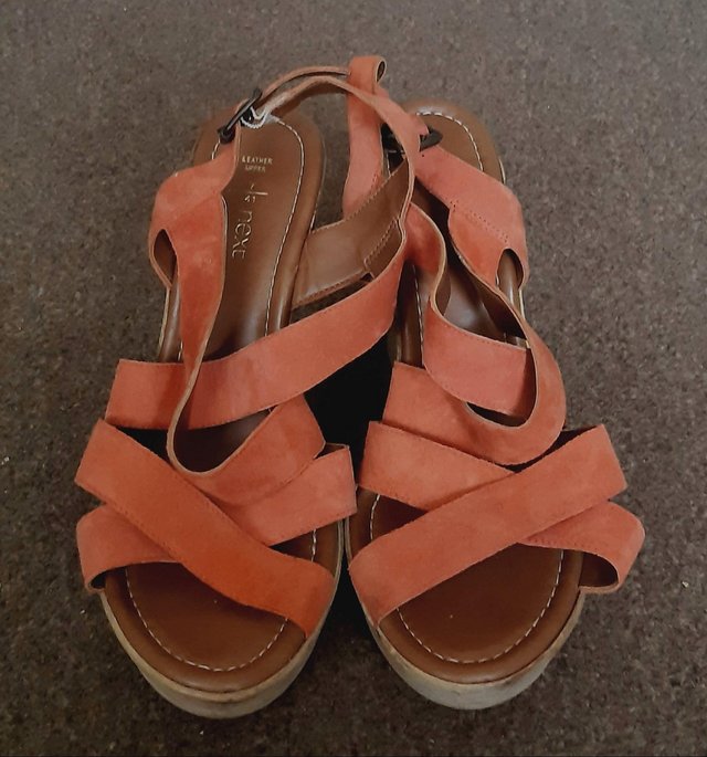 Image 2 of Ladies Orange Suede Wedge Shoes By Next - Size 7