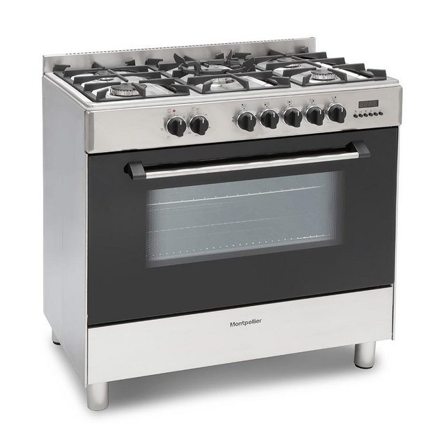 Preview of the first image of MONTPELLIER 90CM DUAL FUEL RANGE COOKER-5 BURNERS-S/S-NEW.