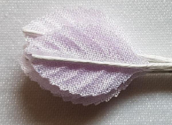 Preview of the first image of 144 New Wired Pearlescent Fabric Leaves Pale Lilac.