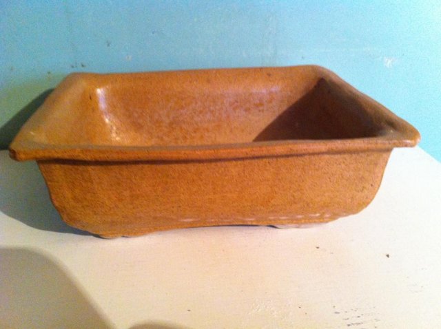 Preview of the first image of Rectangular bonsai dish in tan glaze (25).