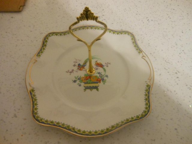Preview of the first image of Cake Stand BIRDS Art Deco Johnson Bros Vintage.