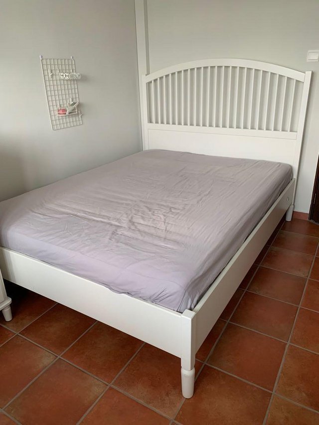 Image 3 of Ikea white colour wooden king size bed frame