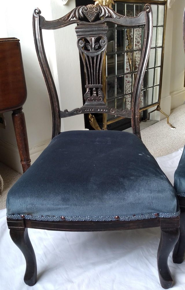 Image 2 of Matched Pair of Antique Victorian/Edwardian Prayer Chairs