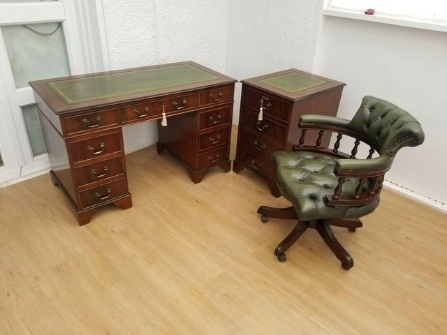 Preview of the first image of WANTED: Green leather office furniture set.