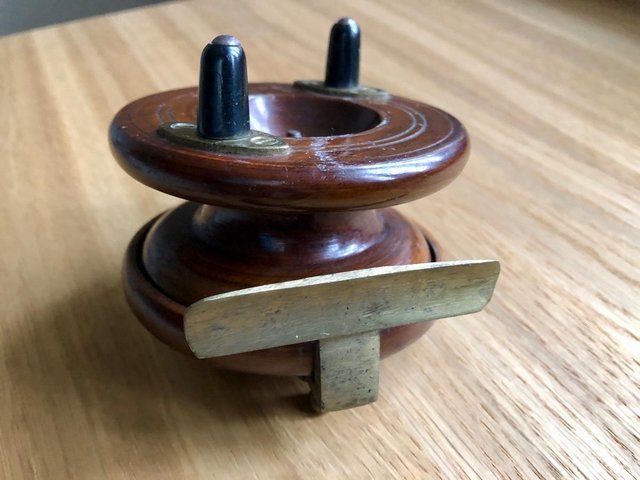 Image 2 of Vintage (pre-WWII) Wooden and Brass Fishing Reel