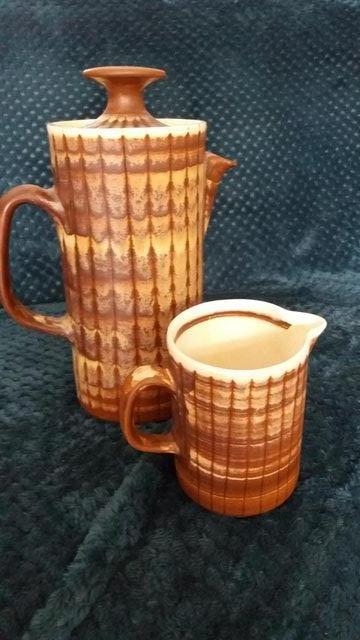 Preview of the first image of IDEN RYE POTTERY COFFEE POT AND JUG.