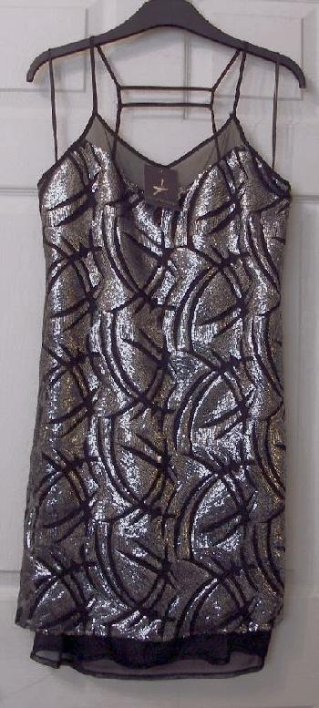 Preview of the first image of BNWT Ladies Silver/Black Dress By Atmosphere - Sz 8  B7.