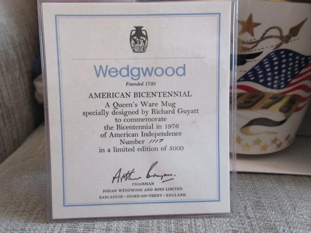Image 3 of Wedgwood American Bicentennial 1976 Tankard BOXED / Limited