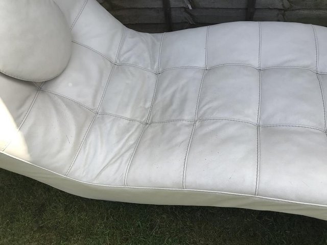 Image 2 of Italian Styled Chaise Longue in White leather circa 1960’s