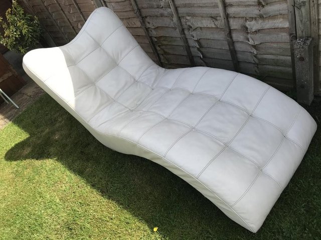 Preview of the first image of Italian Styled Chaise Longue in White leather circa 1960’s.