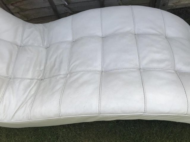 Image 4 of Italian Styled Chaise Longue in White leather circa 1960’s