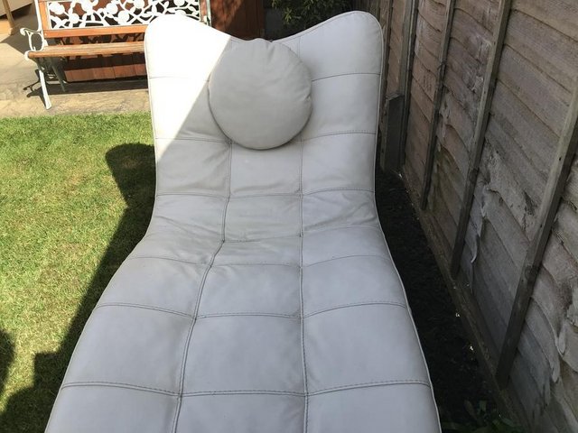 Image 7 of Italian Styled Chaise Longue in White leather circa 1960’s