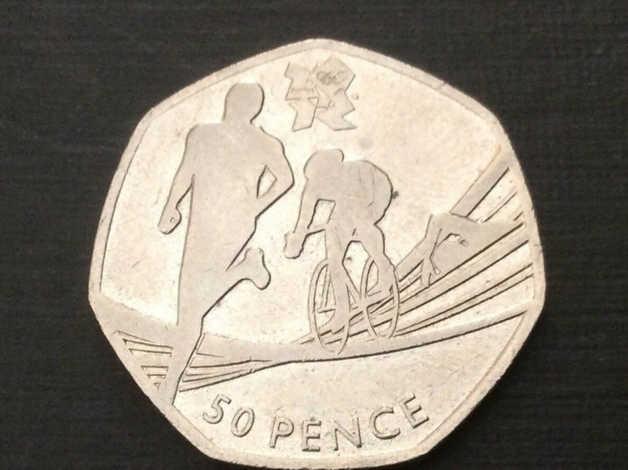 Preview of the first image of OLYMPIC TRIATHLON 50 PENCE PIECE.