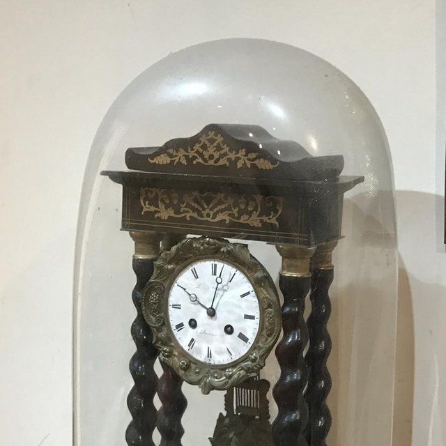 Image 2 of French Portico clock under glass dome