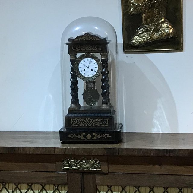 Preview of the first image of French Portico clock under glass dome.