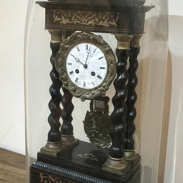 Image 5 of French Portico clock under glass dome