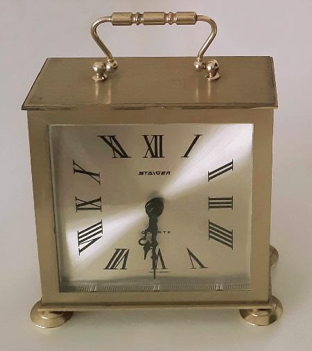 Preview of the first image of Vintage Brass Staiger Battery Operated Quartz Carriage Clock.