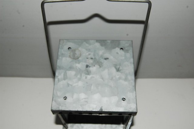 Image 3 of Tea-light box. Metal + glass. Hanging handle. Front opening