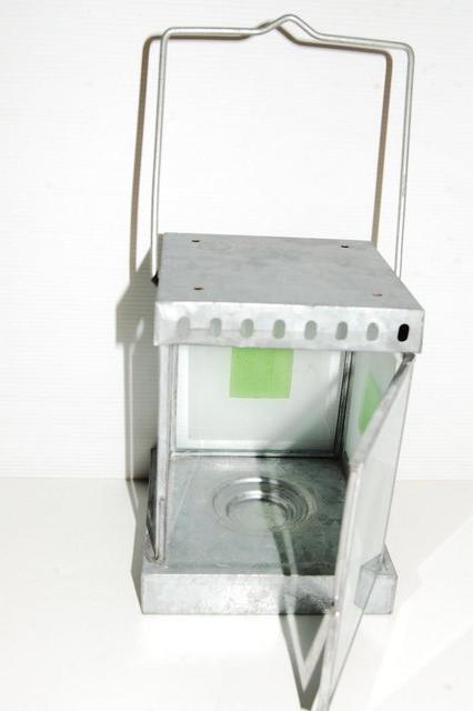 Image 2 of Tea-light box. Metal + glass. Hanging handle. Front opening