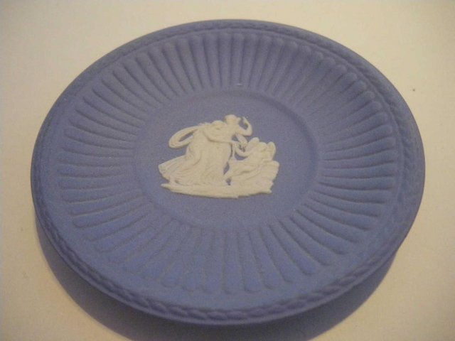 Preview of the first image of Special Wedgwood Blue Jasperware Round Tray, Plate, Pin Dish.