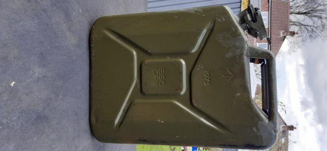 Preview of the first image of Ex Army Jerry can-steel fuel cannister.