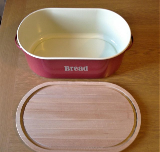 Preview of the first image of New Bread Bin with Bread Board, Wooden Egg Cups, Toast Rack.