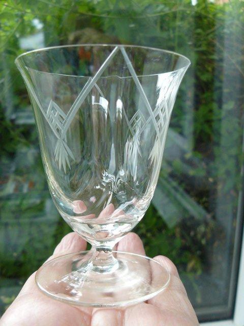 Preview of the first image of 1900s flared cut glass rummer shape glass Short stem.