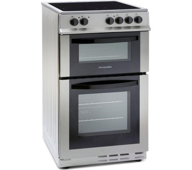Preview of the first image of MONTPELLIER 50CM SILVER CERAMIC ELECTRIC COOKER-TWO OVEN-WOW.